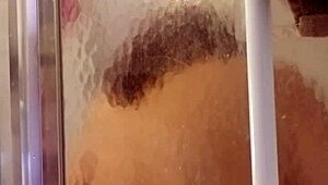 Shy milf showers and shaves her big ass