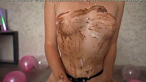 Big ass teen crushes cake in 4K POV