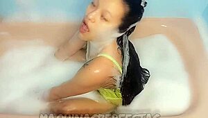 European girl masturbates to intense orgasm in shower