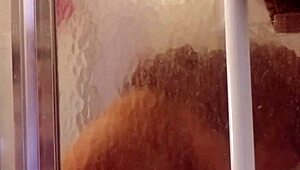 Shy milf showers and shaves her big ass