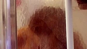 Shy milf showers and shaves her big ass