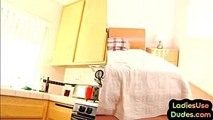 rough dominant babes with big tits slap and fuck submissive guy in group strapon bdsm session