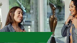 Sarah Lace And Amber Summer Work On Patriotic Group Project With Anthony Pierce