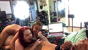 Damn, Christy Love and Andi Ray share a massive cock for wild interracial fun!