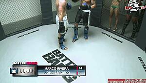 Ebony beauty teases with curves in interracial play