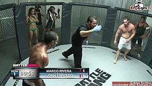 Ebony beauty teases with curves in interracial play