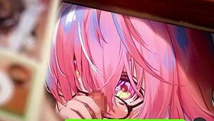 Mashu sneaks in for a stealthy blowjob in hentai style.