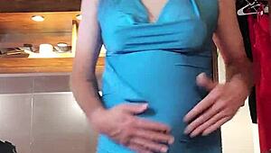 Naughty Brunette Crossdresser Models Dresses with Big Tits Wow!