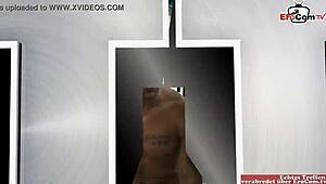 Ebony beauty teases with curves in interracial play