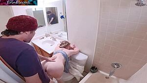 steamy stepmom masturbating in bathroom lures stepson for hot sex