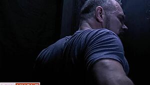 Straight stepdad gets tricked into a blowjob from his gay stepson at home