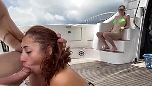 stud bangs hot gf on yacht in captain's chair