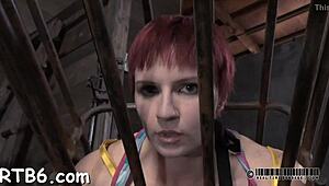 bound slaves compete for rough blowjob punishment