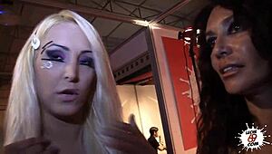 European hardcore: Big ass and blowjob in a live show