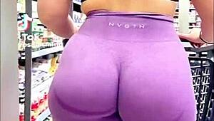 Eight-minute softcore video teases a thick and tight ass in a voyeuristic session.