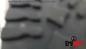 Slave worships queen's feet in femdom trampling