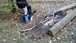 oh man, having beautiful lesbian sex in the forest by the fire feels unreal
