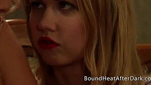 Gorgeous lesbian in pantyhose receives strapon punishment from mistress