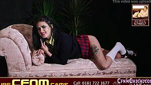 Euro babe gets a facial in clothed fetish video