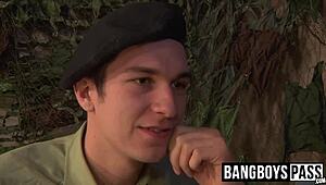 Army Dude Ass Fucks Twink, Makes Him Spray Big Cumshot