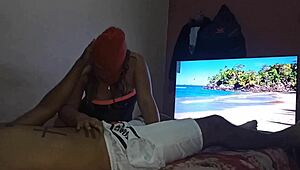This hot Colombian masked guy sneaks into my room and gives an amazing blowjob 😍