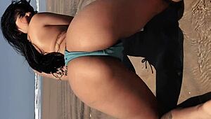 Watch horny guys eating big ass on beach with orgasm in missionary
