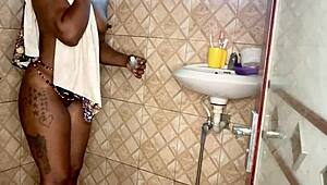 Anita's Wet Pussy Gets Fingered in the Bathroom!