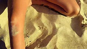 Watch horny guys eating big ass on beach with orgasm in missionary