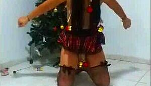 Hey, check this Christmas slave getting bound and gagged!