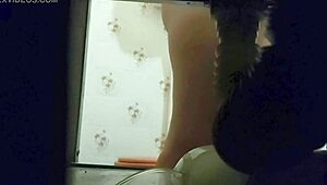 spied on a super hot milf in bathroom.