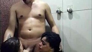 Gabbie And Rennan Threesome In Shower