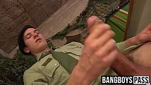 Army Dude Ass Fucks Twink, Makes Him Spray Big Cumshot