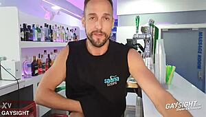 Gay men in jacuzzi sauna engage in bareback fucking with monster cocks and cumshots