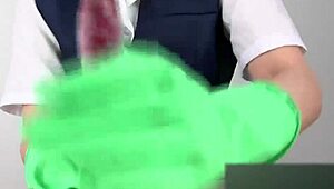 Handjob Ecstasy with Latex Gloves!