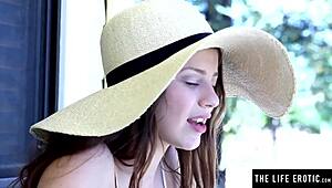 Horny brunette with long hair masturbates on pool table, fingering trimmed pussy to wild orgasm.