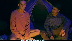 Little Twink Ravished by Stepbrother in Wild Forest Camping!
