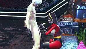 Wow, Violet Parr from The Incredibles gets wild with uncensored blowjob, handjob, and cumshot action!