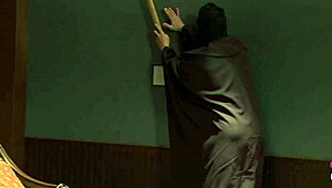 Blonde and brunette tease with dirty talk while riding monster cock in reverse cowgirl. Group action ends with cum.