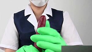 Handjob Ecstasy with Latex Gloves!