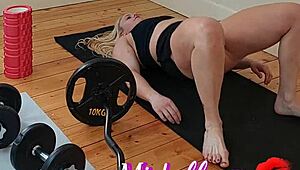 pov spy on my workout, watch this blonde milf flex at gym
