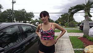 Beautiful 18 year old latina amber fox gets tight pussy stuffed with big thick cock