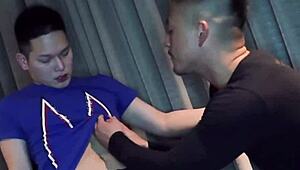 Japanese gay jocks in passionate blowjob and anal action