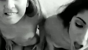 Enjoying a liquid lunch with kisses and cum all over.