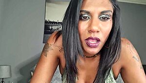 submissive indian slut guides you with dirty talk in close-up.