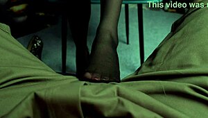 Eva, the sexy boss, gets fucked by her subordinate with intense footjob and blowjob.