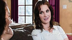 Pretty trans babe comforts grieving lady with intense bottom action