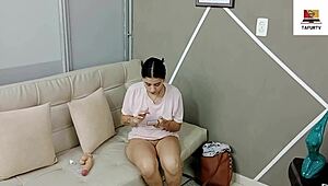 Latina Squirts with Dildo, Stepdad Catches and Pounds Her Hard