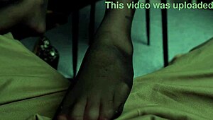 Eva, the sexy boss, gets fucked by her subordinate with intense footjob and blowjob.