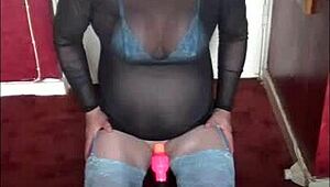 bi crossdresser can't get enough of that anal pleasure, loving every insertion