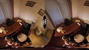 in dark room vr, i meet my new neighbour and we get into some hardcore fun with handjobs and blowjobs.